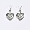 Gothic heart-shaped earrings wholesale, european and american cross-border vintage, retro, exaggerated design, silver peach heart stud earrings and dangles