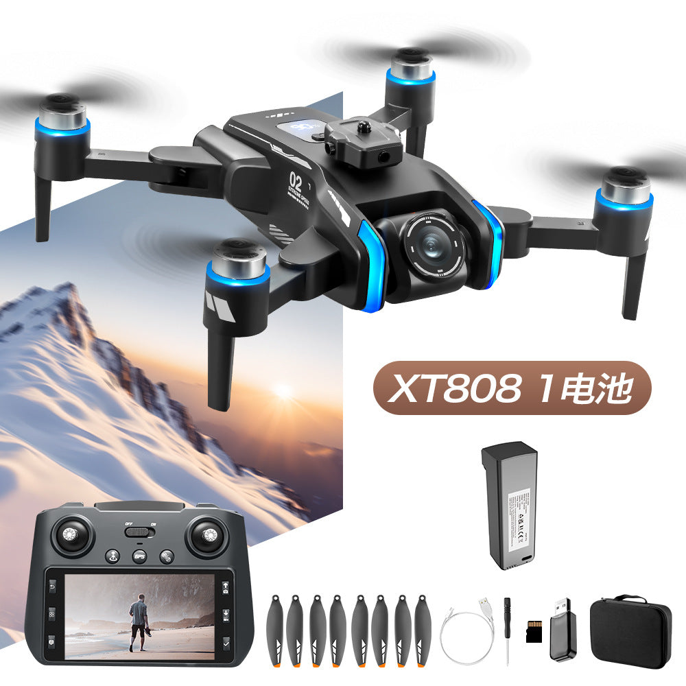 Xt808 drone with 180° wide-angle camera, aerial photography aircraft, includes screen remote control, gps, and extended flight time