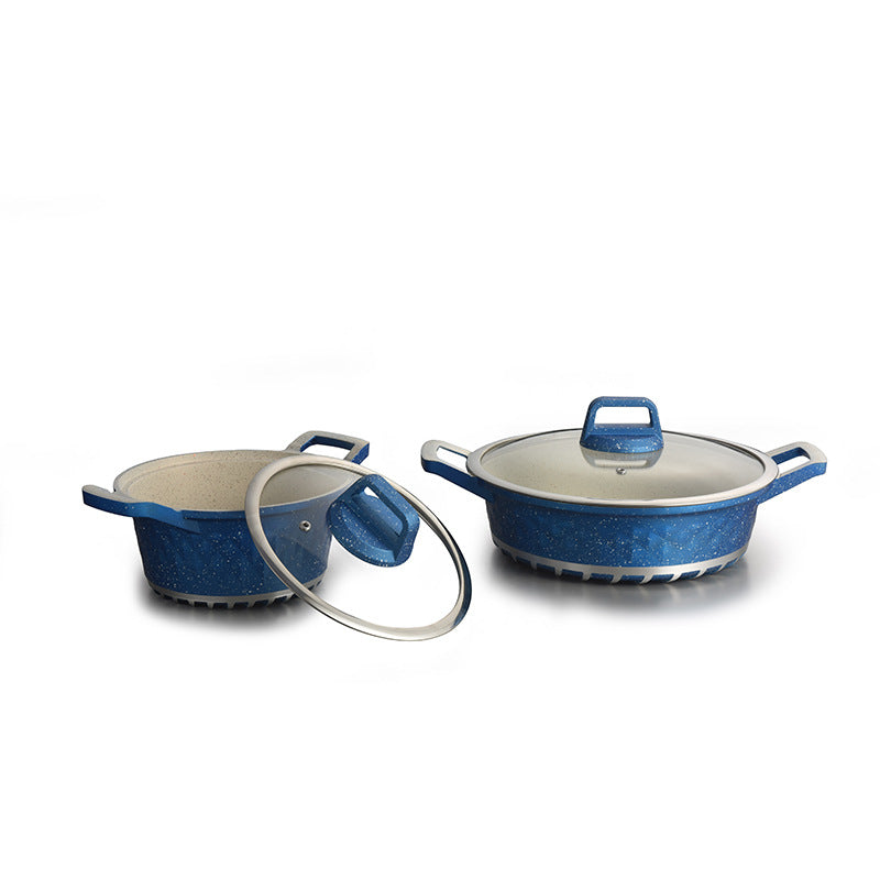 Custom logo diamond-cast aluminum cookware 10-piece set - kitchen essentials for home use: includes stockpots, saucepans, non-stick pans, and large pots