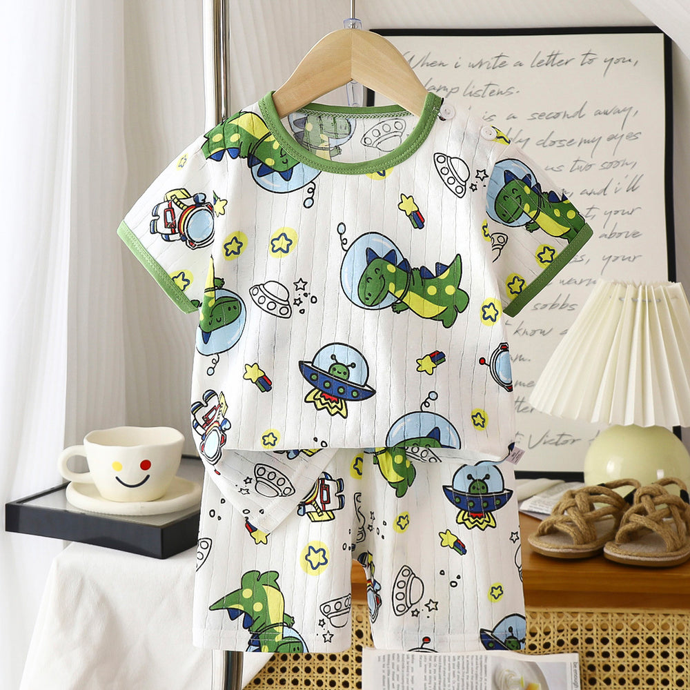 summer new arrivals: kids' short-sleeve and shorts sets - baby boys' and girls' t-shirt and shorts outfits, all-cotton wholesale