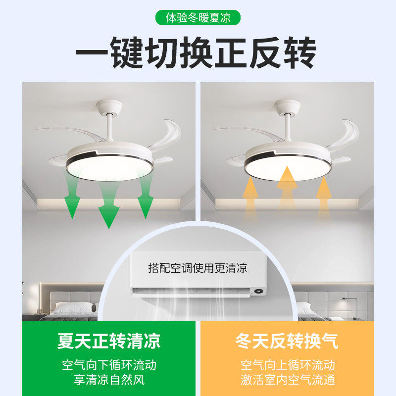 隐形风扇灯2025新款吊扇灯吸顶家用客厅餐厅卧室电扇吊灯E