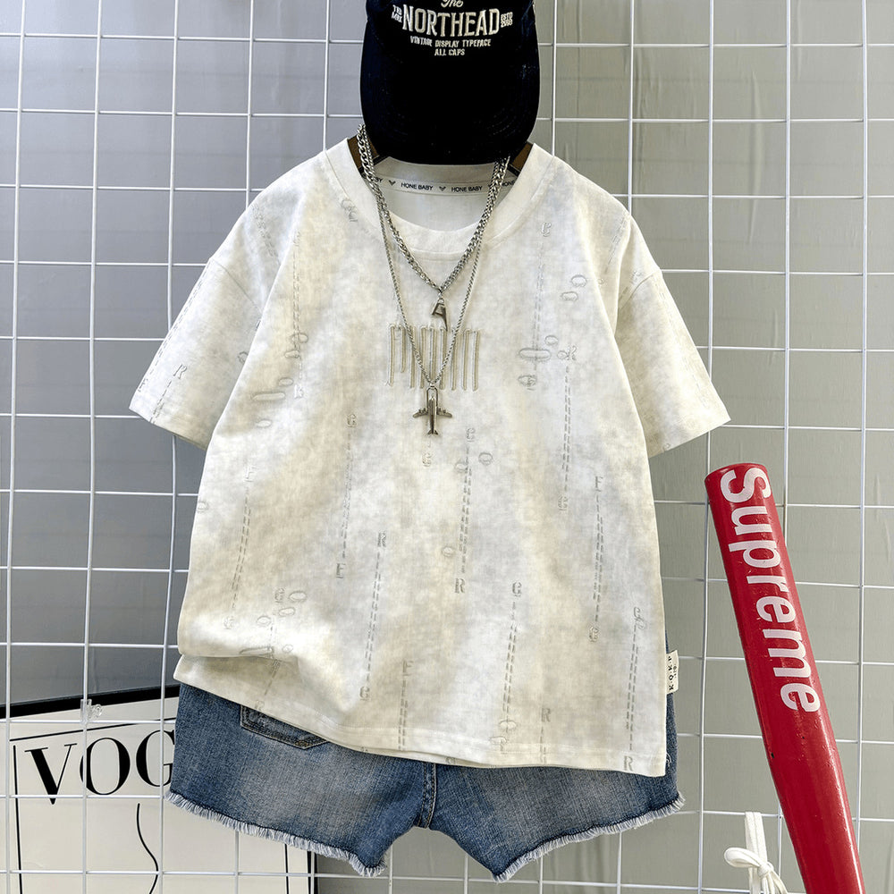 Men's short-sleeve t-shirt - summer lightweight, breathable, ice-feel, loose fit, casual, trendy, sports, kids' summer top, streetwear