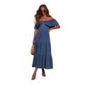 Amazon cross-border e-commerce summer hot girl retro sexy v-neck denim backless cinched waist slimming maxi dress
