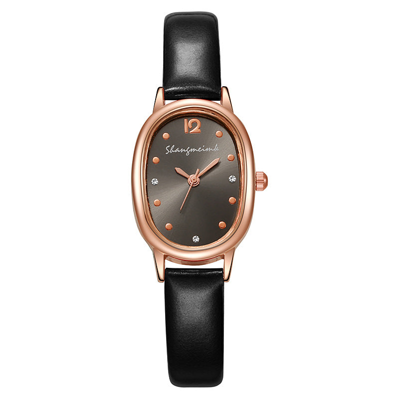 New arrivalelegantretrocasual oval student watch niche style women's watch belt quartz women's watch