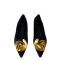 Spanish z brand women's shoes 2024 spring new collection black low-cut slip-on pointed-toe metal flower flat loafers