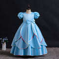 Export kids dress satin rainbow edge princess dress girl puff sleeve high-end birthday piano performance dress