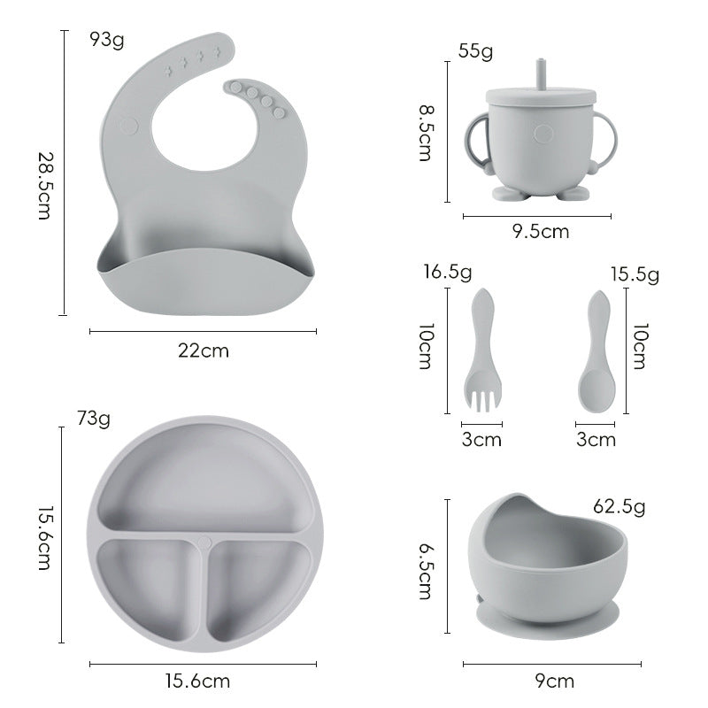 Silicone kids' meal set: baby food training suction bowl, food-grade fork and spoon, feeding utensils for babies