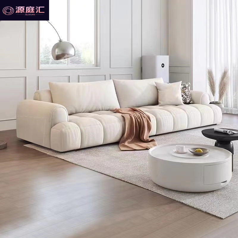 New cat scratching cloth puff french cream small apartment living room for home extremely simple row cat claw leather three-slot sofa