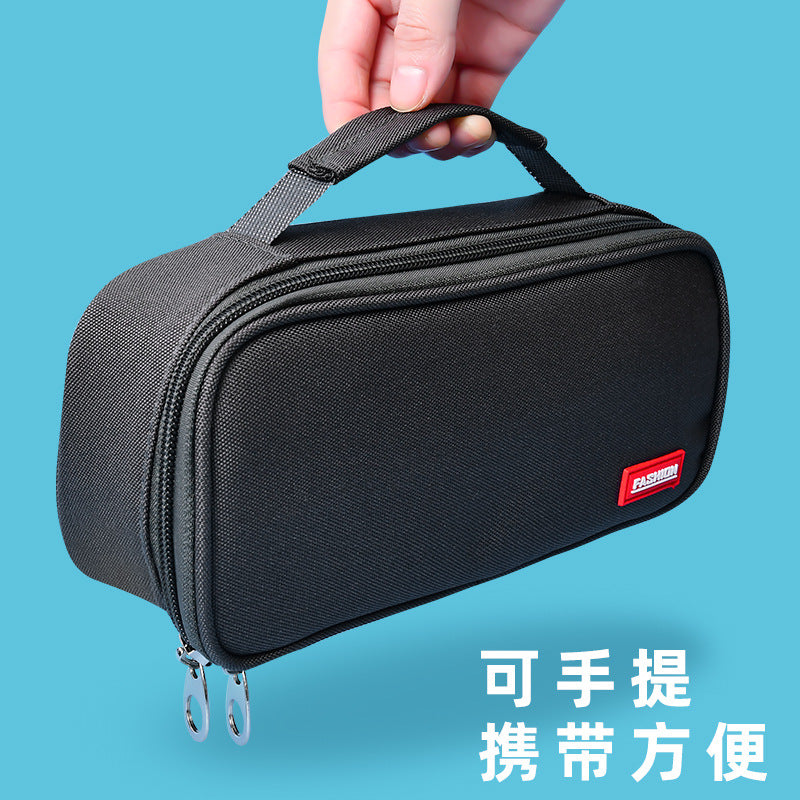 Large capacity canvas three-dimensional pencil case, simple portable student stationery box,  e-commerce  Oxford cloth pencil case