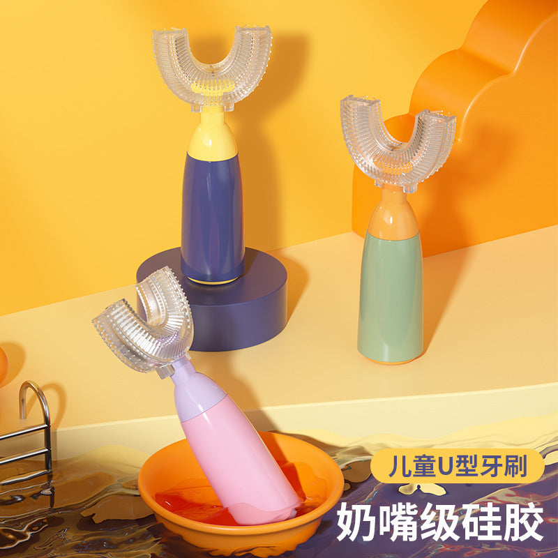 English card-mounted children's u-shaped toothbrush silicone soft-bristled toothbrush oral cleaning brush children's toothbrush wholesale