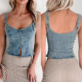 Fashion cross-border women's clothing new arrival  independent station zipper suspender backless slim fit denim sexy vest for women