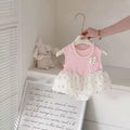 Newborn & infant baby girl summer outfit: adorable romper with princess cake skirt - fresh & sweet one-piece