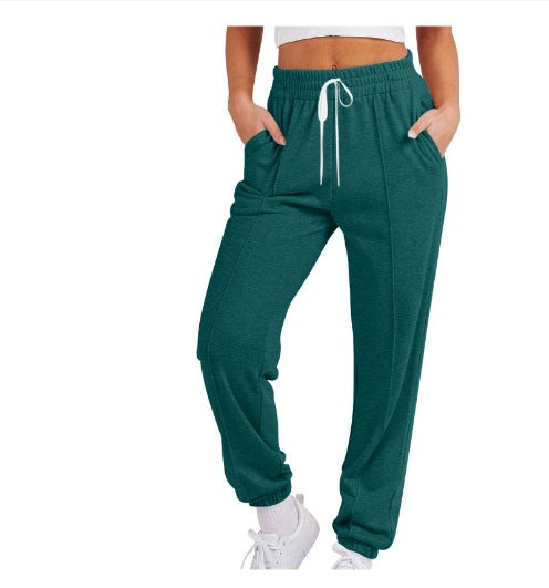 european and american export cross-border  women's casual drawstring solid color athletic joggers