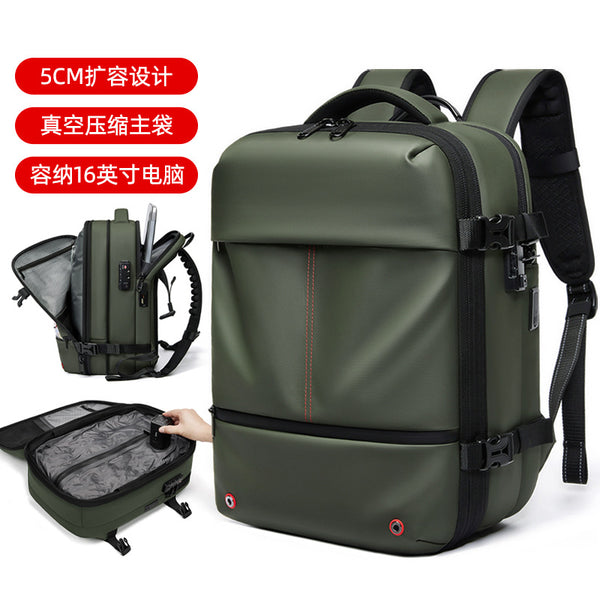 Vacuum compression backpack women's large-capacity business travel bag waterproof and expandable computer bag boarding men's backpack