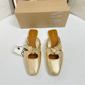 Za women's shoes spain 2025 autumn closed-toe gold knot detail flat backless fashion shoes