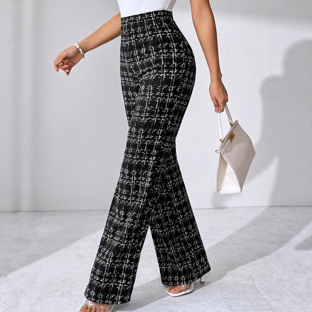 2025 summer european and american cross-border amazon hot-selling women's fashion casual plaid print trousers