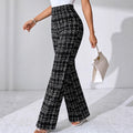 2025 summer european and american cross-border amazon hot-selling women's fashion casual plaid print trousers