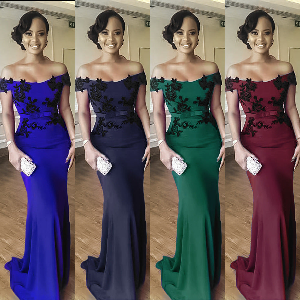 New women's off-the-shoulder mermaid bodycon prom gown sexy maxi dress -  &  wholesale