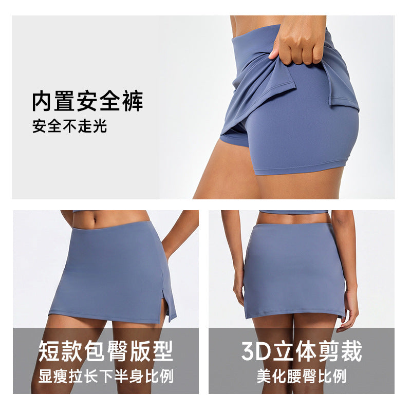 summercasual tennis skirt suit side slit sports skirt outdoor running tight yoga suit suit