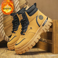Men's winter fleece-lined thickened martin boots - trendy, versatile work boots, slip-resistant, wear-resistant, thick-soled, waterproof men's boots