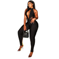 European and american style cross-border women's hollow-out sexy solid color jumpsuit - slim fit, sporty, figure-flattering, backless trendy bodysuit