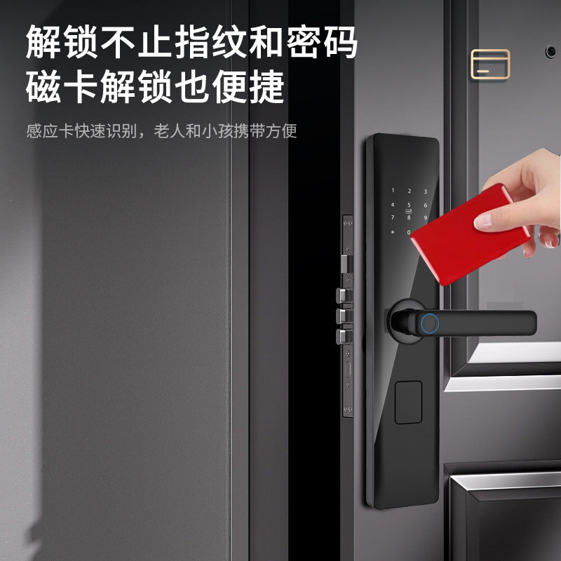 Semi-automatic fingerprint lock, anti-theft door password lock, one-touch smart lock, card swipe electronic lock, rental property entry door lock