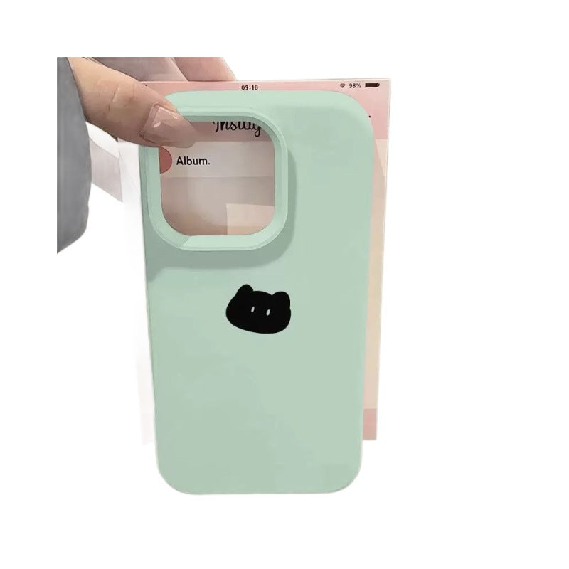 Cute minimalist little black cat head suitable for iphone 17 mobile phone case fresh and gentle style apple 18 protective cover 13