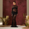european and american women's clothing  spring new arrivals: spicy girl style sexy hollow-out see-through long bodycon mini dress