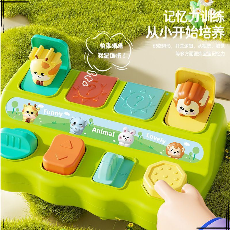 Baby 0 1 year old 2 peek-a-boo trap box 3 baby causality toy early education pop-up switch box parent-child