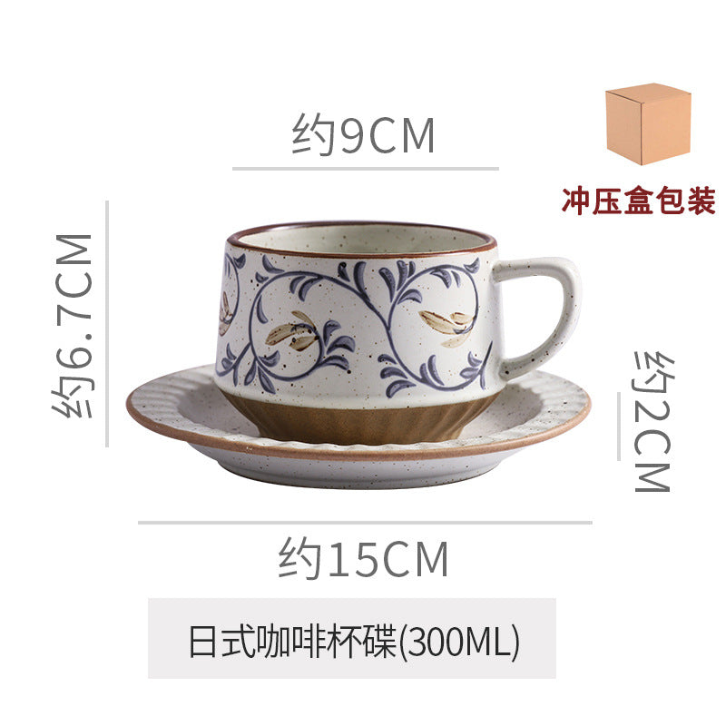 Classyretro coffee cup and saucer suit creative stoneware latte art cup for home high-end exquisite mug and saucer