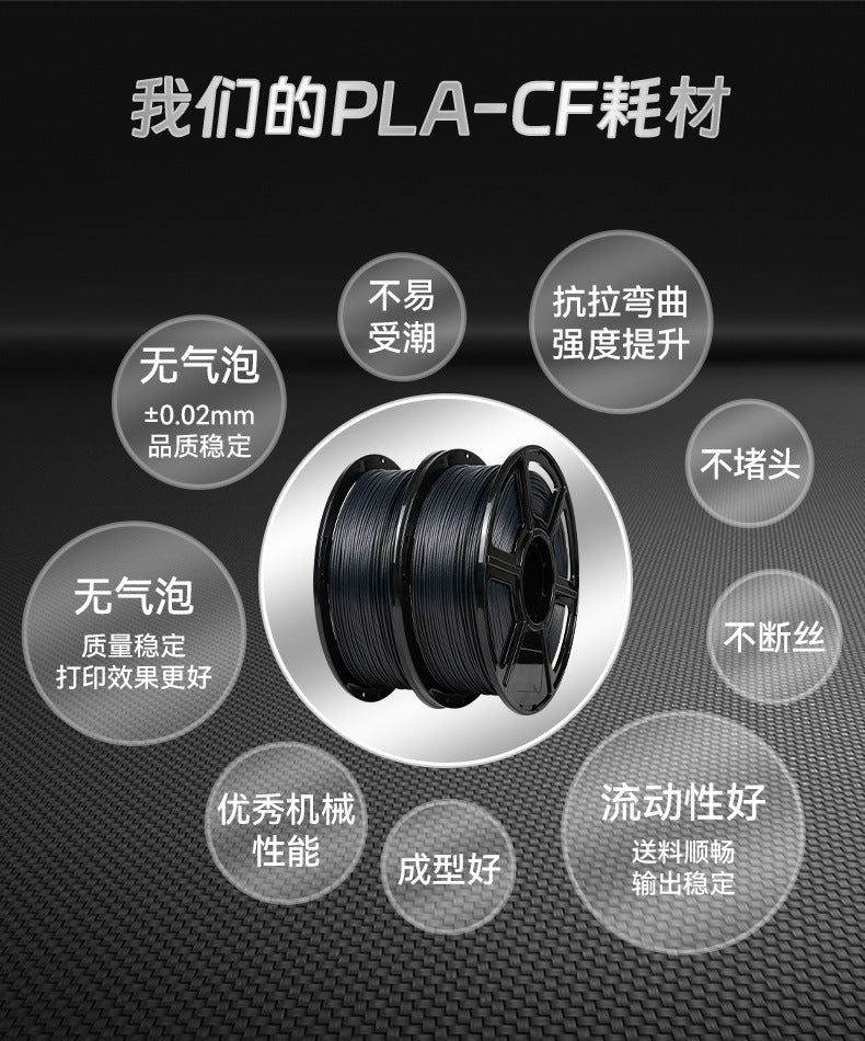 Flash casting PLA-CF carbon fiber high strength material excellent mechanical properties 1kg 3D printing consumables