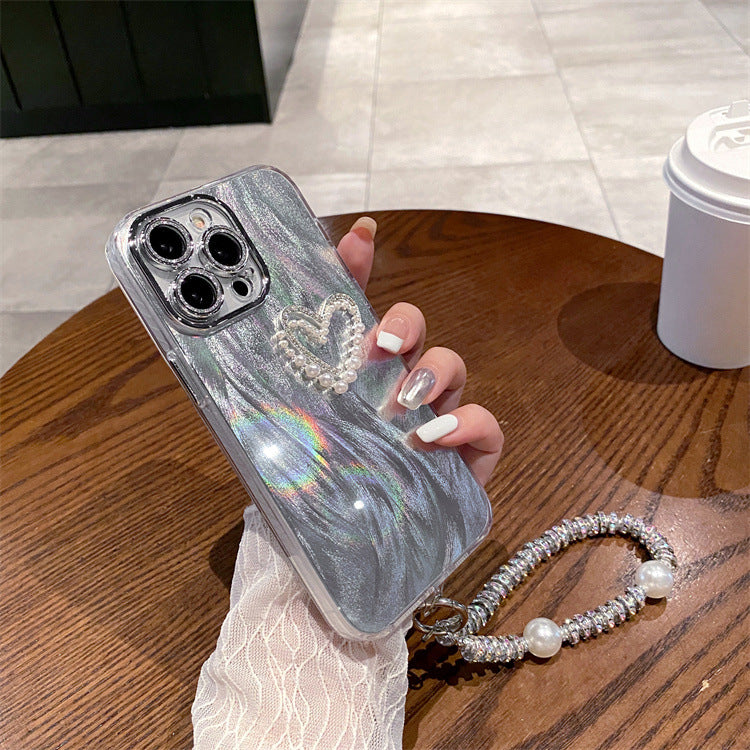 Feather yarn silver is suitable for apple 16pro bow with lens film mobile phone case iphone13/11 hard protective case