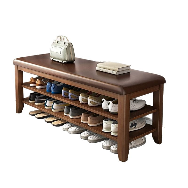 All solid wood multi-layer shoe rack, seated shoe changing stool at the door, narrow small shoe cabinet and stool outside the door of the household entrance