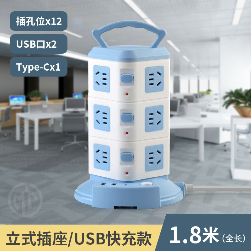 For homevertical socket panel multi-hole plug strip multi-function plug strip multi-purpose stereo plug strip with cable usb plug strip