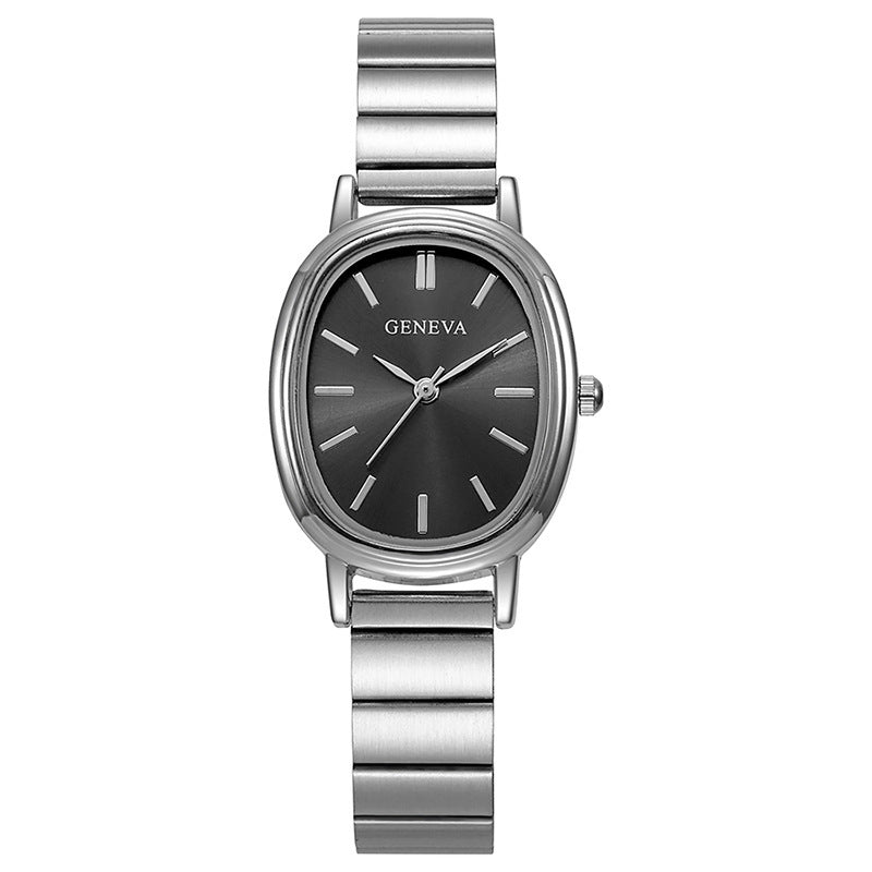 watch fashion oval bamboo steel band women's watch casualcasualpopular live broadcast silver wrist watch 1