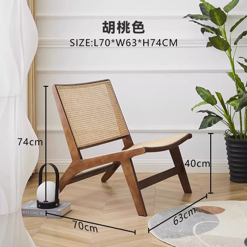 Scandinavian solid wood rope lounge chair single sofa chair b&b hotel lazy chair balcony casual saddle chair reading chair