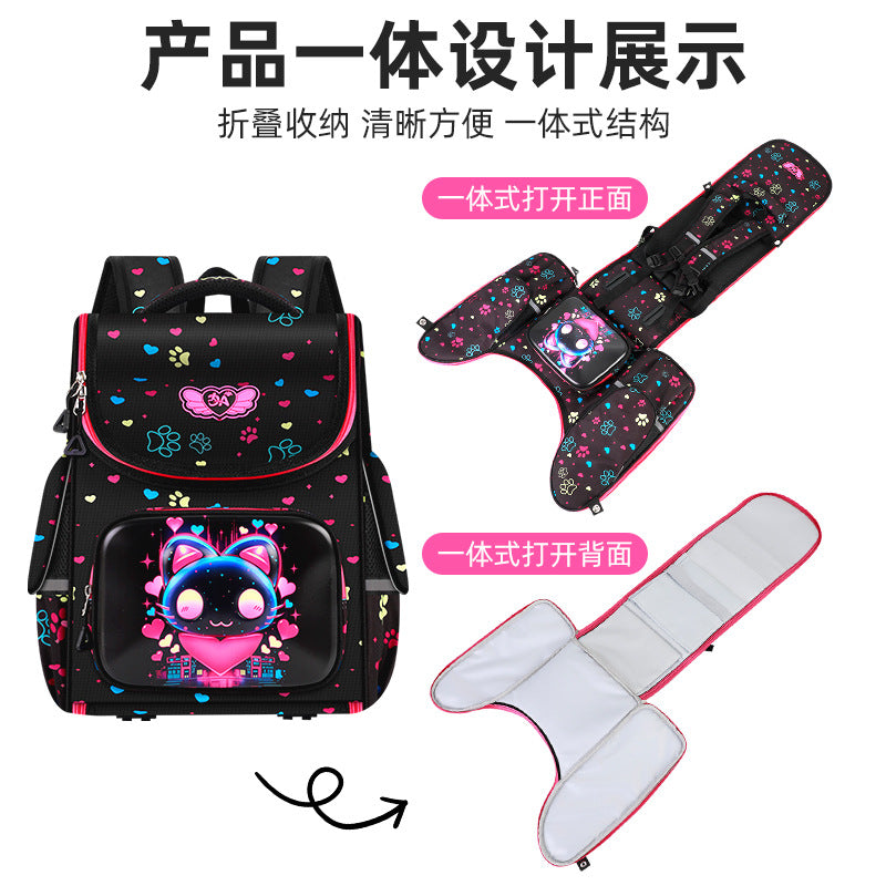 New elementary school backpacks: cute cartoon design for grades 1-6 - large capacity, lightweight, and spine-protecting