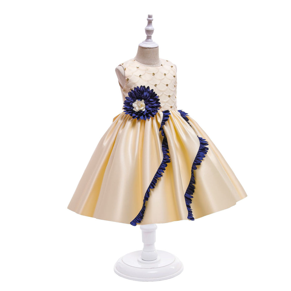 Export children's clothing satin kids dress princess dress girl's first birthday flower girl dress baby dress