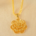 Middle eastern elegant style 2-piece jewelry set, luxurious gold-plated copper floral pendant necklace and earrings