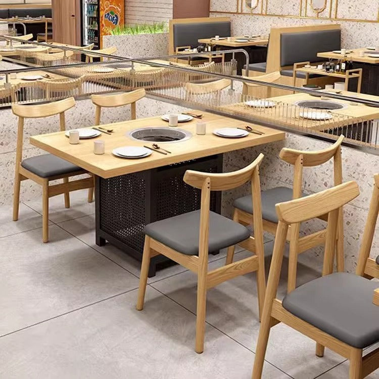 Customized self-service barbecue shop string hot pot table induction cooker integrated table and chairs, tea house booth restaurant sofa table and chairs