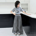Girls' summer outfit set  new korean style chic fashionable girl's spring and autumn base layer casual pants two-piece set