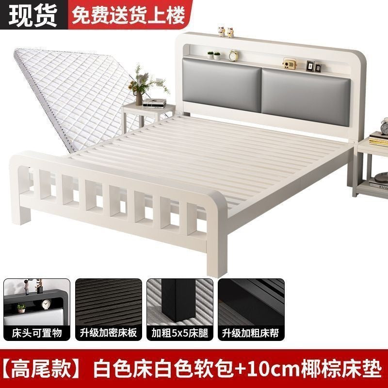Iron frame bed double bed for home1.5 iron bed reinforced thickened1.8 economical kids single bed iron bed bedroom