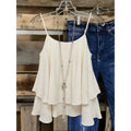 Women's new summer casual minimalist solid color double-layer design loose tank top