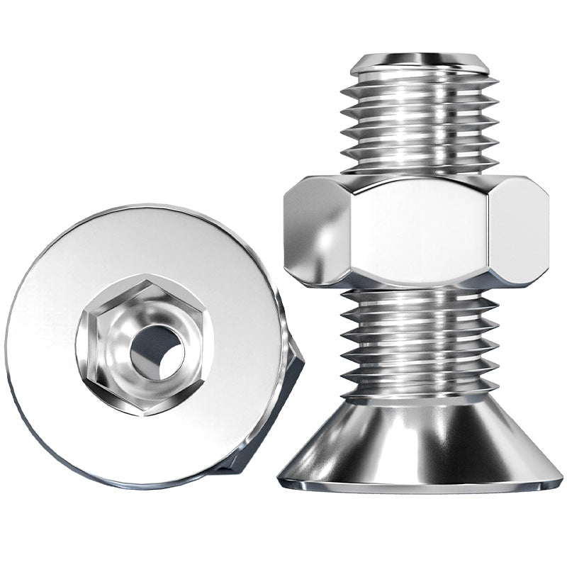 304 stainless steel hollow flat head countersunk head inner hexagon hollow threading screw mask machine lamp nut set
