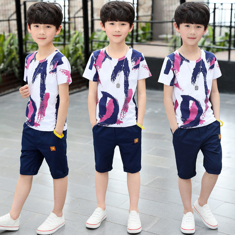 Kids' boys' summer outfit set  new style trendy big & tall boys' street style summer short sleeve cool & fashionable