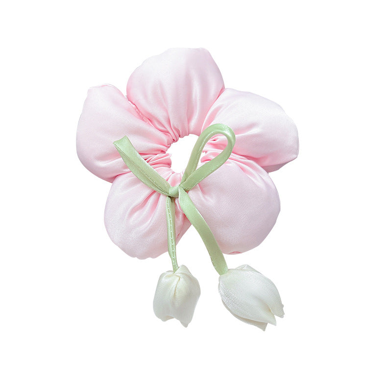 Kids flower large intestine hair tie little girl back of head ball head low ponytail headdress girl princess classy hair accessories