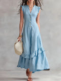 european and american cross-border  independent station new arrivalelegantelegancenormcore cotton and linen women's sleeveless dress