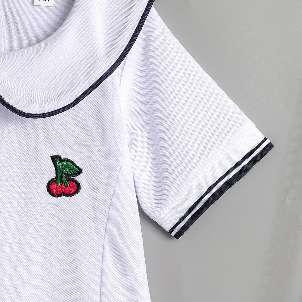 new girls' summer doll collar princess dress - stylish and chic short-sleeve dress for school-age girls