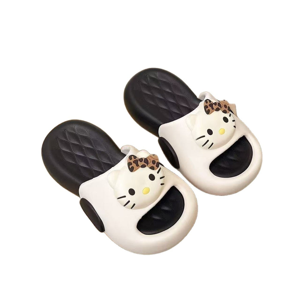 2026 summer new color block slides for women, versatile and cute cartoon design, comfortable thick sole eva height increasing thong sandals