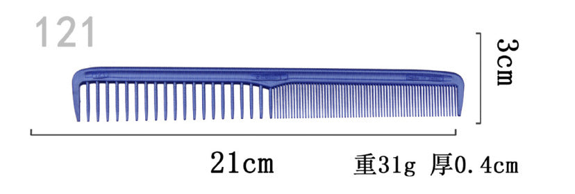 3D Blue Resin Hair Cutting Comb Double Head Hair Cutting Comb Steel Needle Tip Tail Comb High Temperature Resistant Anti-Static Blue Hair Cutting Series